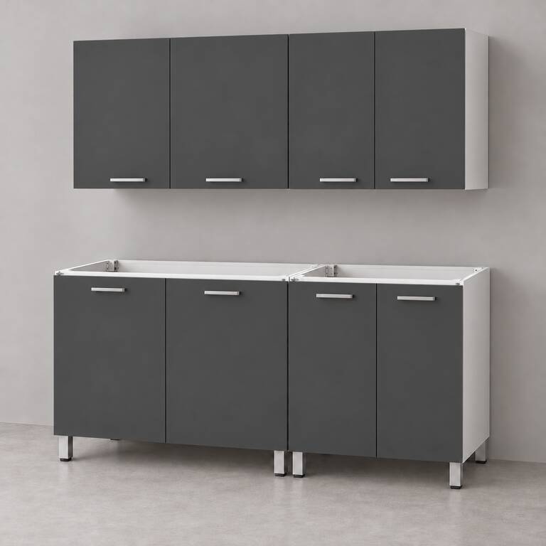 Mueble de cocina lineal 1,40 m con bajo mesada y alacenas 80 + 60 cm LINEA BOX