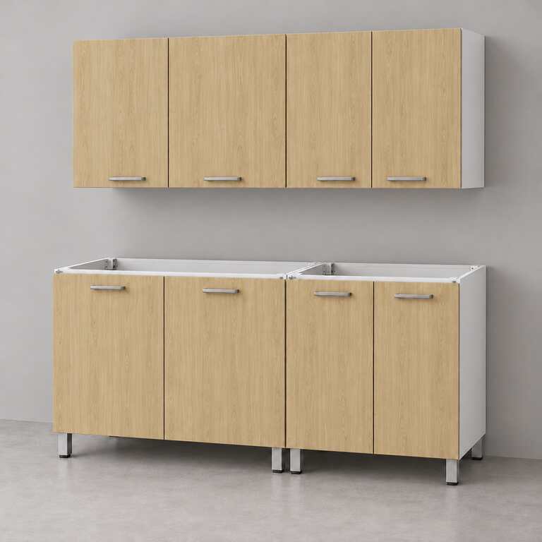 Mueble de cocina lineal 1,40 m con bajo mesada y alacenas 80 + 60 cm LINEA BOX