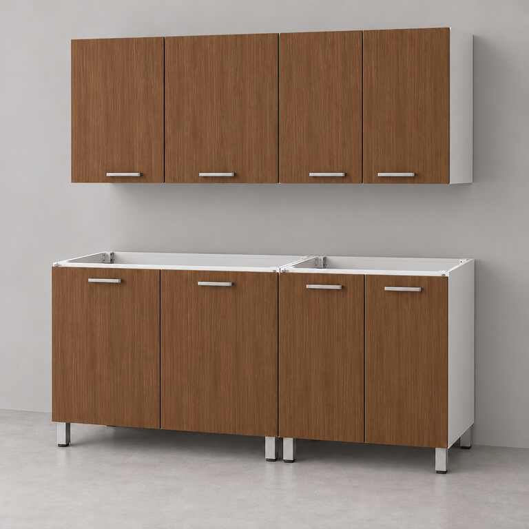 Mueble de cocina lineal 1,40 m con bajo mesada y alacenas 80 + 60 cm LINEA BOX