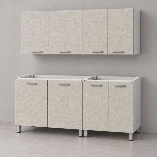 Mueble de cocina lineal 1,40 m con bajo mesada y alacenas 80 + 60 cm LINEA BOX