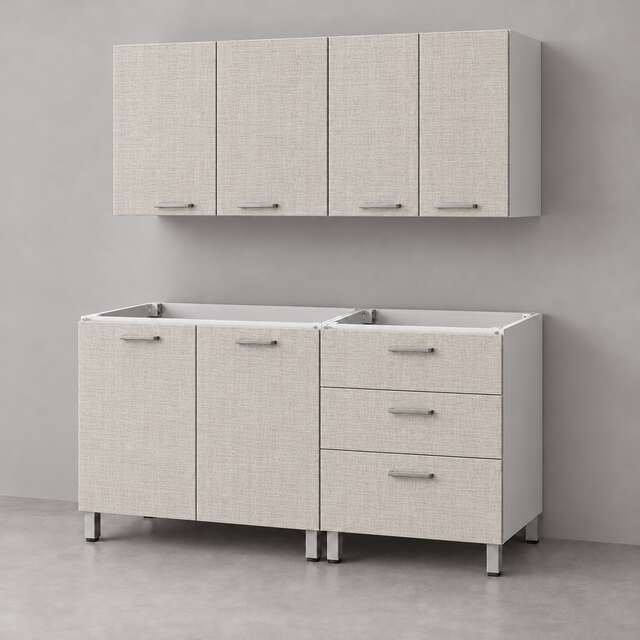 Mueble de cocina lineal 1,40 m con cajonera y alacenas 80 + 60 cm LINEA BOX