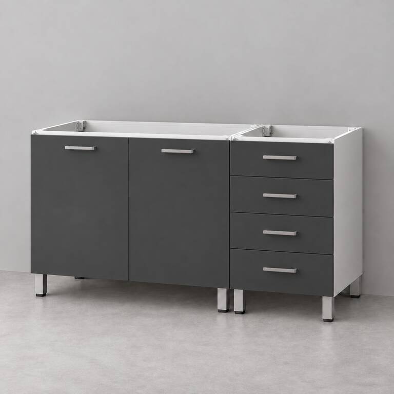 Mueble de cocina lineal 1,20 m solo bajo mesada con cajonera 80 + 40 cm LINEA BOX