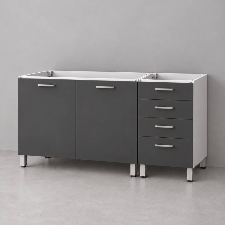 Mueble de cocina lineal 1,40 m solo bajo mesada con cajonera 100 + 40 cm LINEA BOX