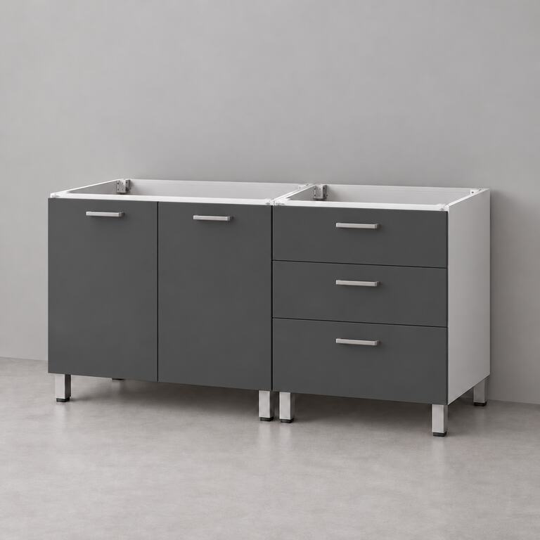 Mueble de cocina lineal 1,40 m solo bajo mesada con cajonera 80 + 60 cm LINEA BOX
