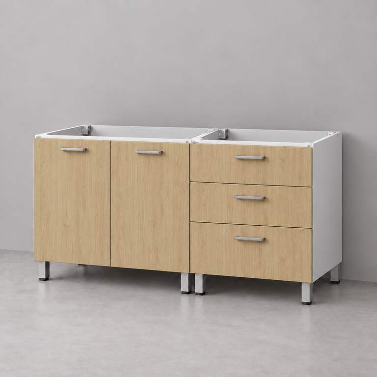 Mueble de cocina lineal 1,40 m solo bajo mesada con cajonera 80 + 60 cm LINEA BOX