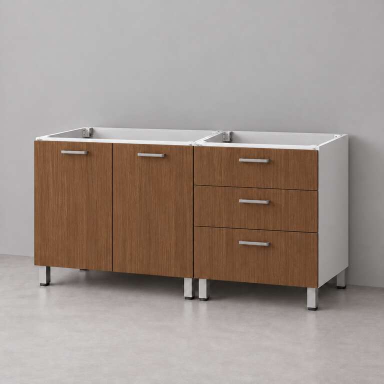 Mueble de cocina lineal 1,40 m solo bajo mesada con cajonera 80 + 60 cm LINEA BOX