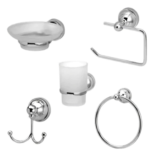 [2324] Set de accesorios para baño Peirano 8005 de 5 piezas cromo