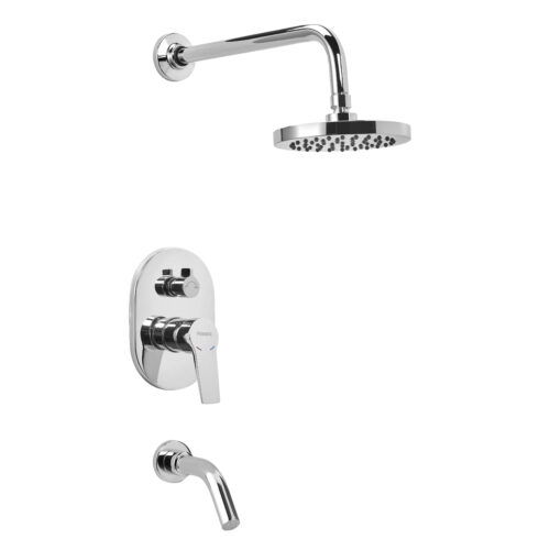 Grifería para bañera y ducha de embutir monocomando con transferencia Peirano Mora 80-193 cromo