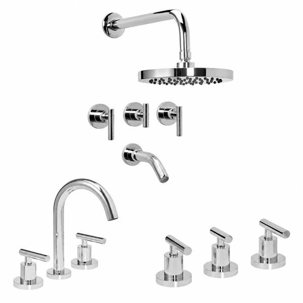 [KIT-PEI-ADRA-PLUS-CR] Juego completo de grifería para baño doble comando Peirano Adra Plus cromo