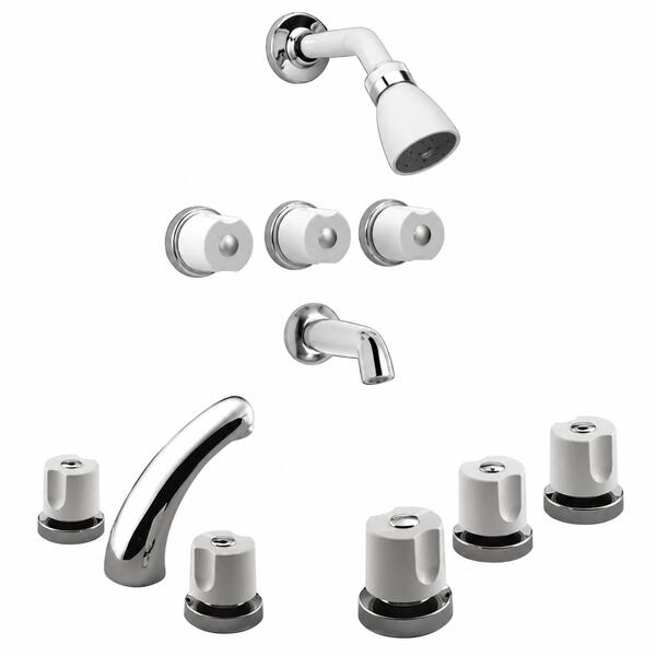 [KIT-PEI-LAZA-CR] Juego completo de grifería para baño doble comando Peirano Laza