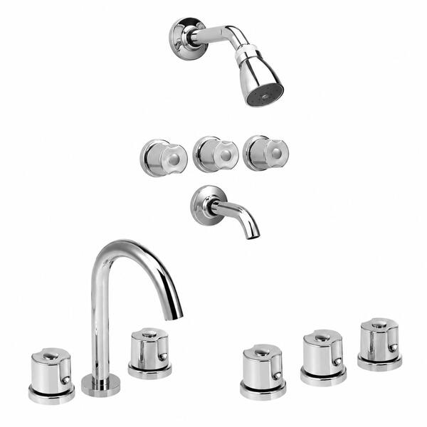 [KIT-PEI-MALBA-CR] Juego completo de grifería para baño doble comando Peirano Malba cromo