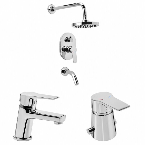 [KIT-PEI-MORA-BAJO-EMB-CR] Juego completo de grifería para baño monocomando con lavatorio bajo y ducha de embutir Peirano Mora cromo