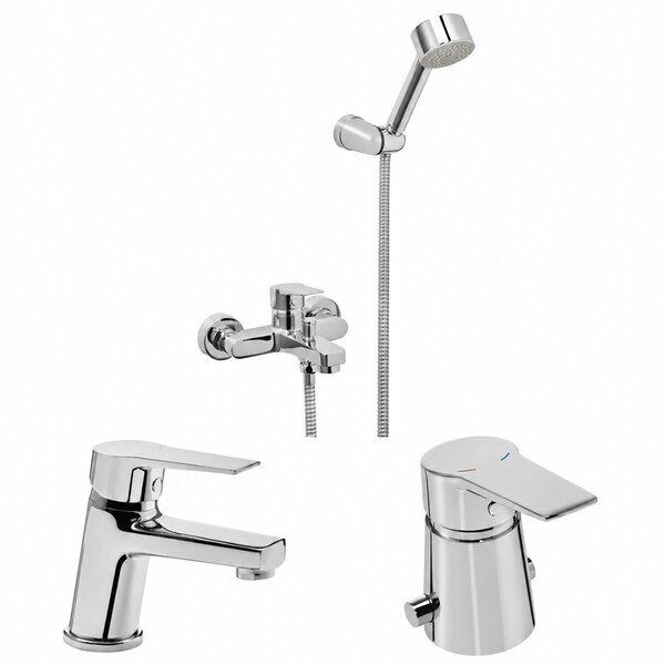 [KIT-PEI-MORA-BAJO-EXT-CR] Juego completo de grifería para baño monocomando con lavatorio bajo y ducha exterior Peirano Mora cromo