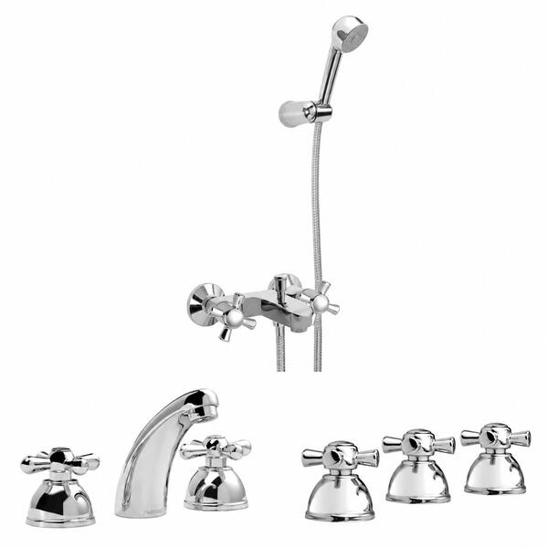 [KIT-PEI-MURCIA-EXT-CR] Juego completo de grifería para baño doble comando con ducha exterior Peirano Murcia cromo