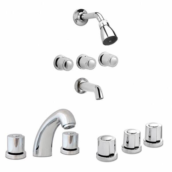 [KIT-PEI-RENACER-EMB-CR] Juego completo de grifería para baño doble comando con ducha de embutir Peirano Renacer cromo