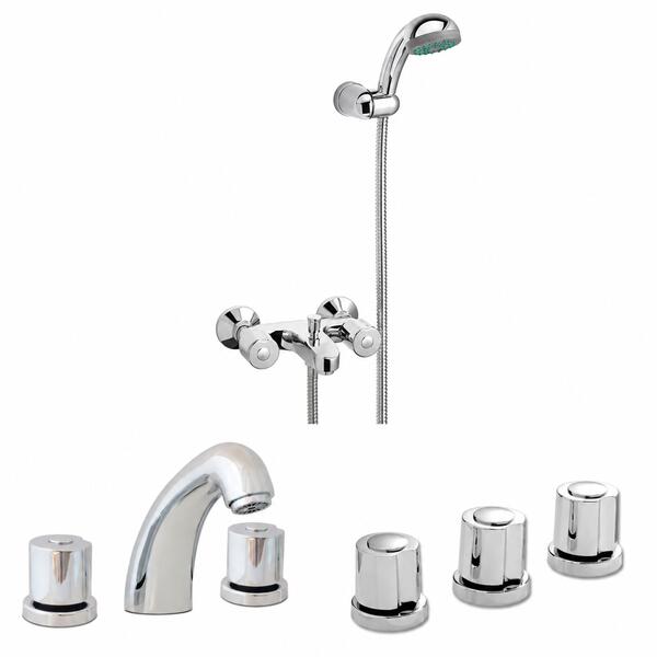 [KIT-PEI-RENACER-EXT-CR] Juego completo de grifería para baño doble comando con ducha exterior Peirano Renacer cromo