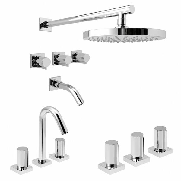 [KIT-PEI-TOLEDO-CR] Juego completo de grifería para baño doble comando Peirano Toledo cromo