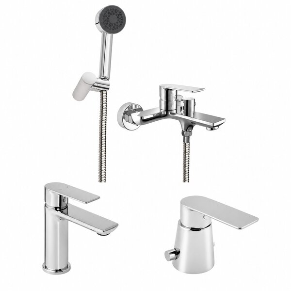 [KIT-PEI-VERA-BAJO-EXT-CR] Juego completo de grifería para baño monocomando con lavatorio bajo y ducha exterior Peirano Vera cromo