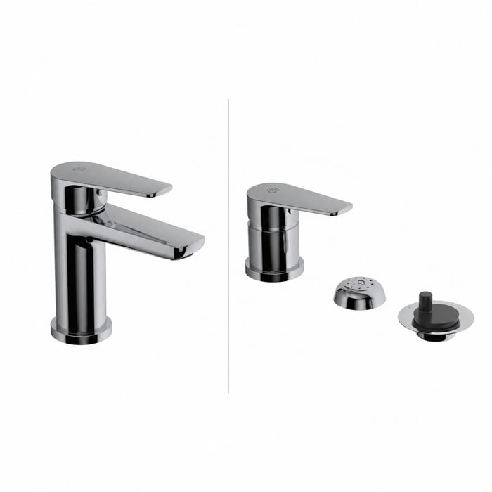 [KIT-FV-HALO-LAV-BID-CR] Juego de grifería para baño monocomando de lavatorio y bidet FV Halo cromo