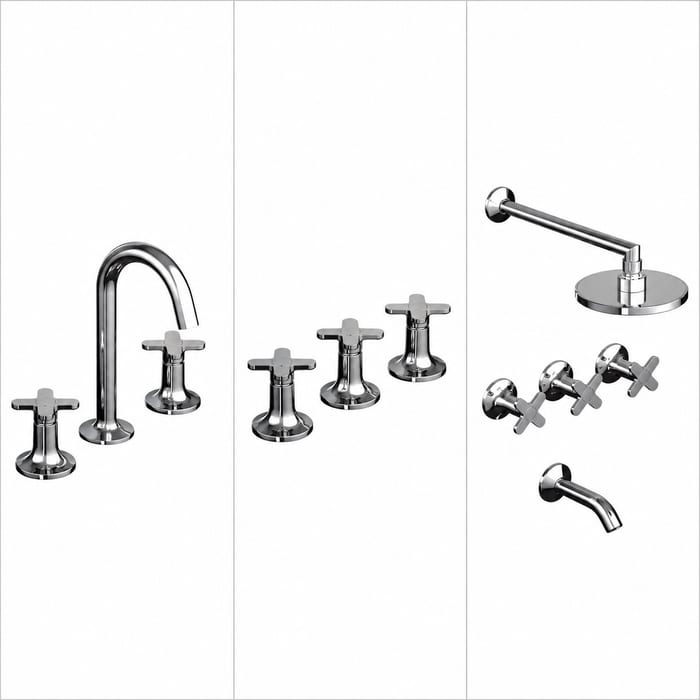 [KIT-FV-CALA-CR] Juego completo de grifería para baño doble comando FV Cala cromo