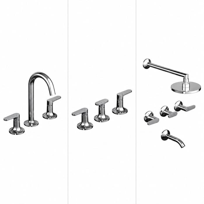 [KIT-FV-CALA-LEVER-CR] Juego completo de grifería para baño doble comando FV Cala Lever cromo
